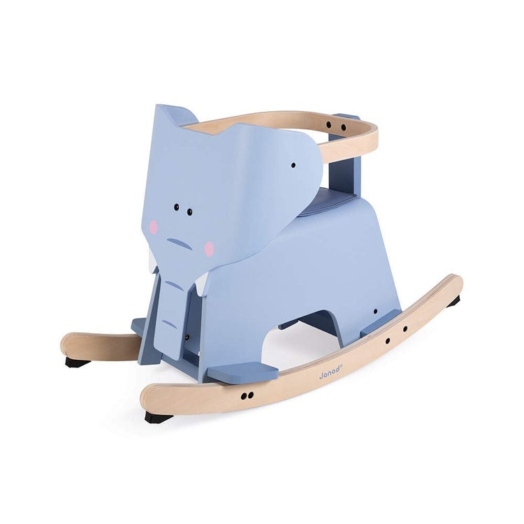 Janod Rocking Elephant - Wooden Ride-On with Anti-Tip Base