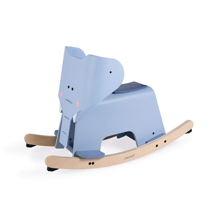 Janod Rocking Elephant - Wooden Ride-On with Anti-Tip Base