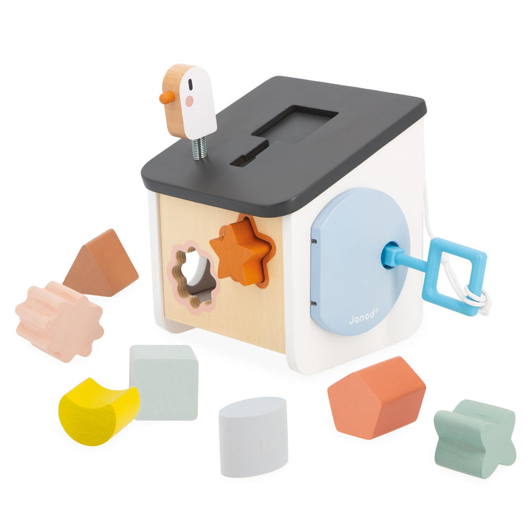Janod Bird House Sorter - 8 Shapes and a Keyed Bird Door