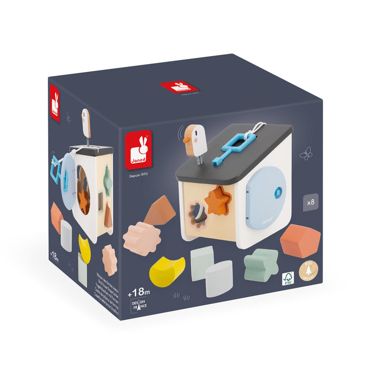 Janod Bird House Sorter - 8 Shapes and a Keyed Bird Door