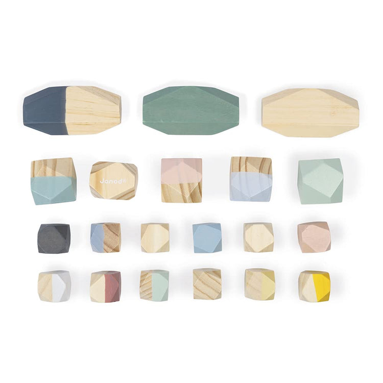 Janod Stacking Stones - 20 Wooden Pieces for Balance Play