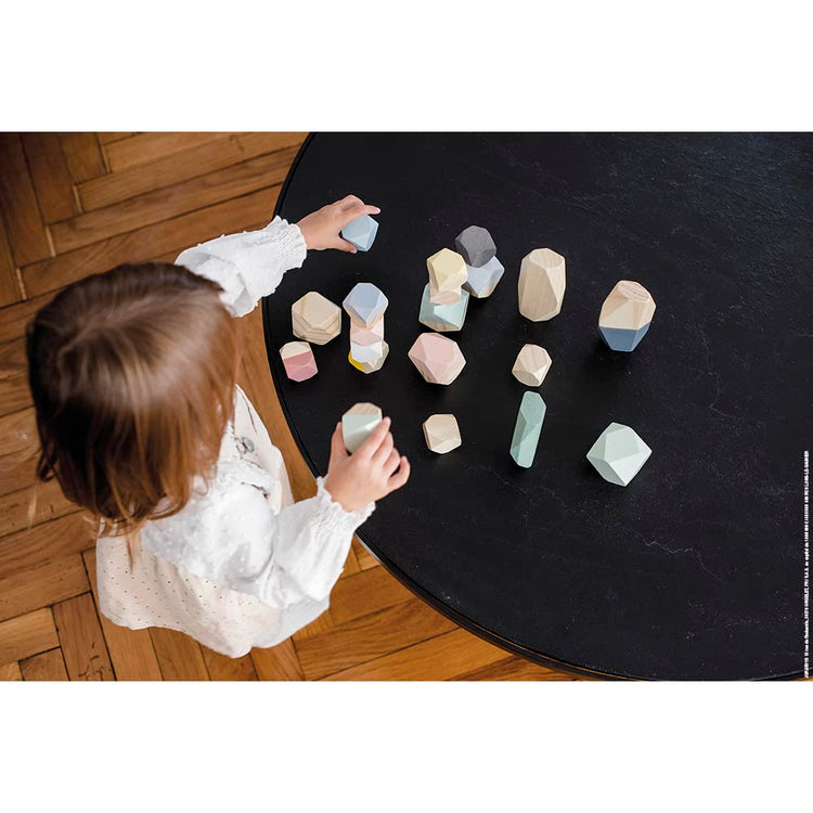 Janod Stacking Stones - 20 Wooden Pieces for Balance Play