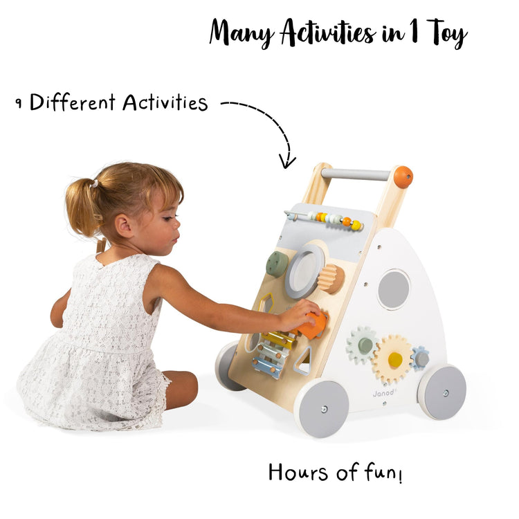 Janod Baby Walker - 9 Activities and Adjustable Brake Pads