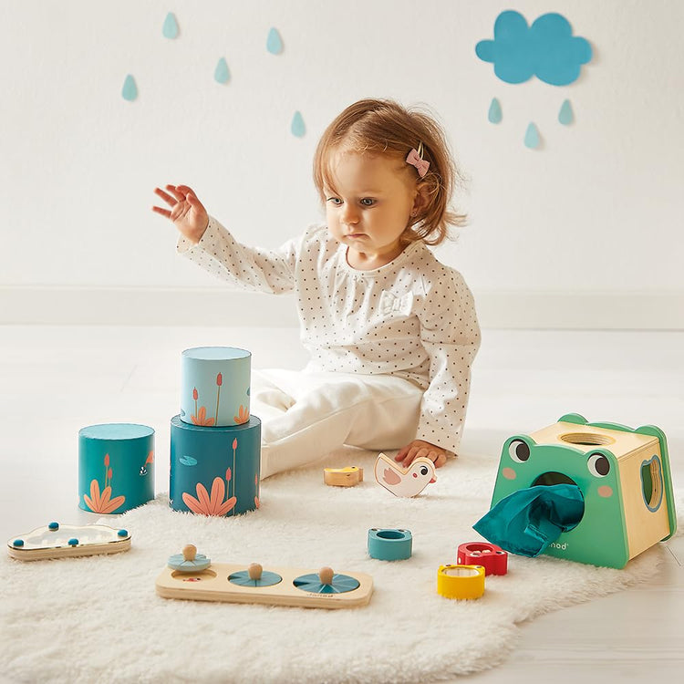 Janod Toy Box 12M - 4 Early Learning Toys for Baby Growth
