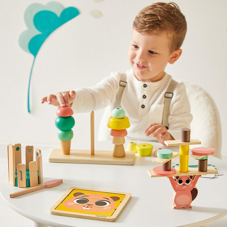 Janod Toy Box 36M - 4 Age-Right Toys for Curious Minds+