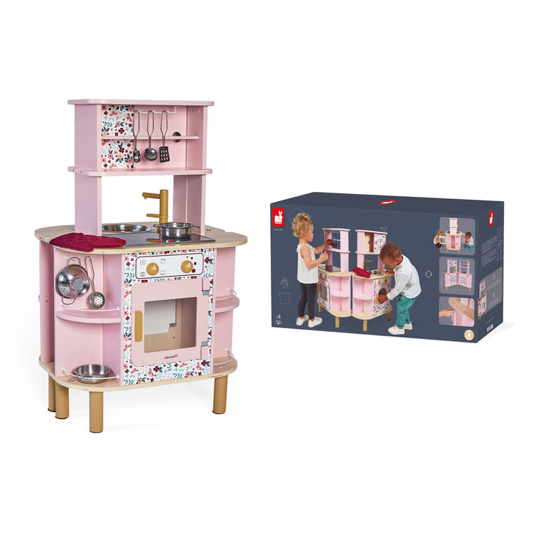 Janod Twist Kitchen - Expandable Wooden Kitchen with Lights