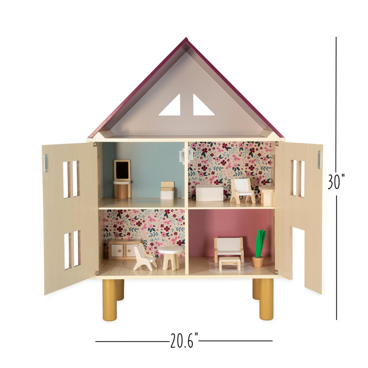 Janod Twist Dollhouse - 3-story Wooden House with 11 Pieces
