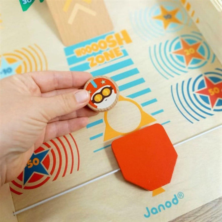 Janod Wooden Shuffleboard Game - Classic Tabletop Scoring