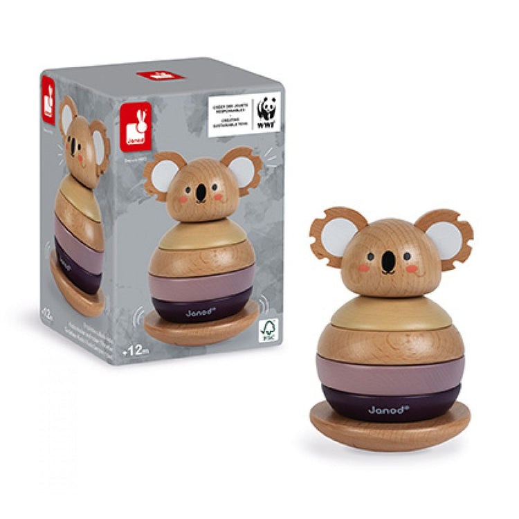 Janod WWF Tumbling Koala - 6-Piece Wooden Stacker Toy Set