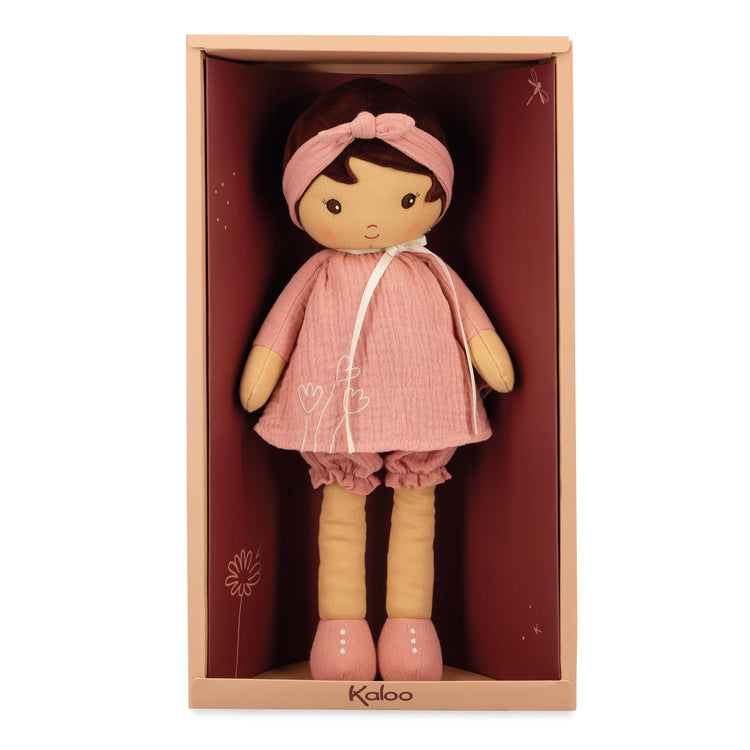 Kaloo Amandine Doll - Coral Dress and Ribbon for Big Hugs