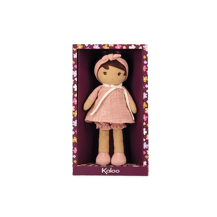 Kaloo Amandine Doll - Pink Linen Dress and Soft Brown Hair