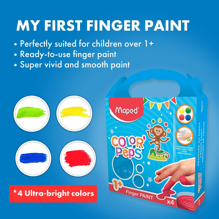 Maped First Finger Paint - 4 Washable Colors for Ages 1+