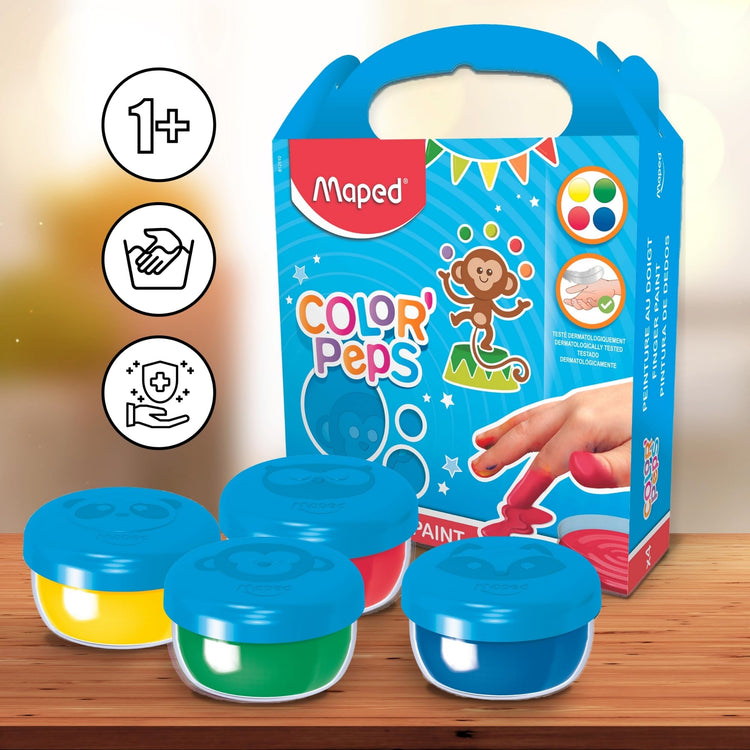 Maped First Finger Paint - 4 Washable Colors for Ages 1+