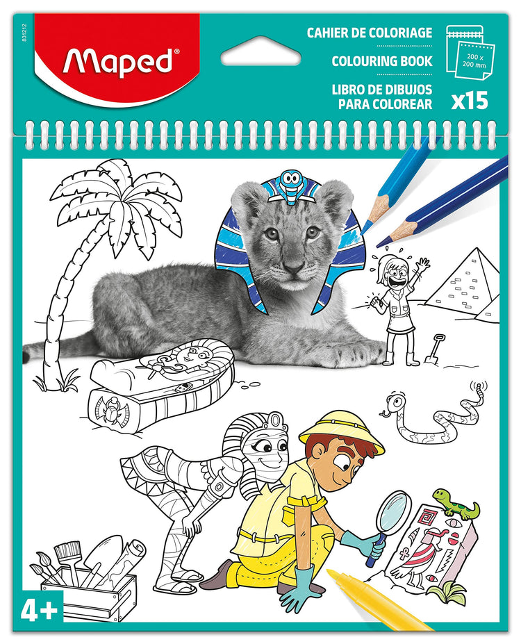 Maped Spiral Coloring Book - 15 Designs for Travel Play