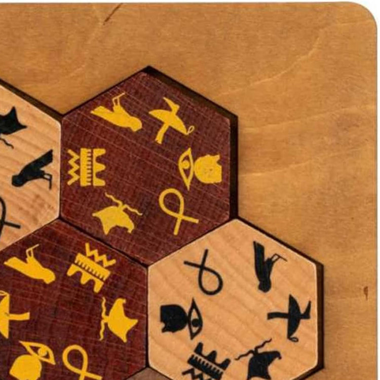 Egyptian Hieroglyph Puzzle - Match 7 Wooden Symbol Tiles