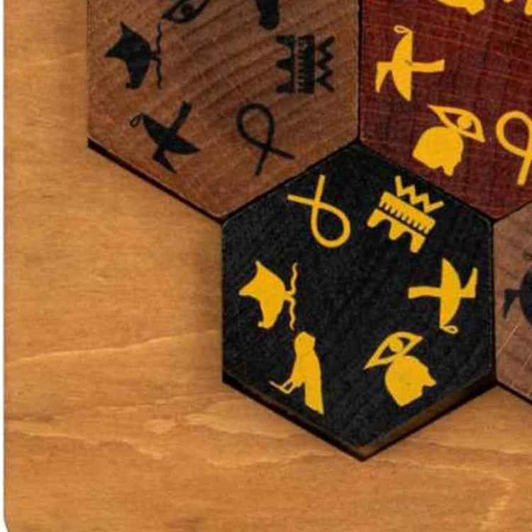Egyptian Hieroglyph Puzzle - Match 7 Wooden Symbol Tiles