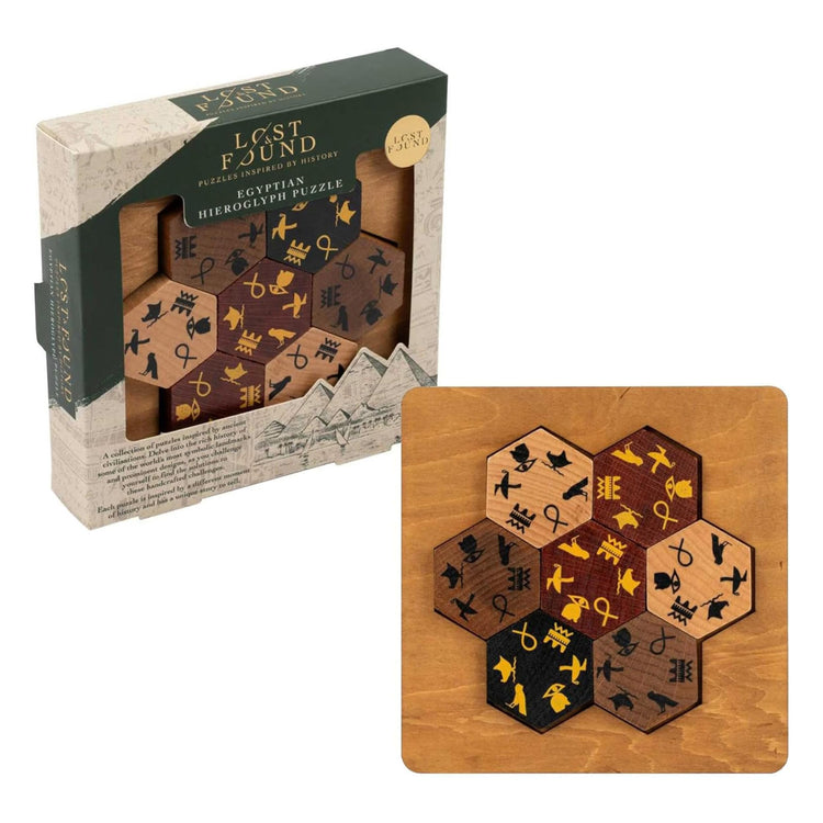 Egyptian Hieroglyph Puzzle - Match 7 Wooden Symbol Tiles