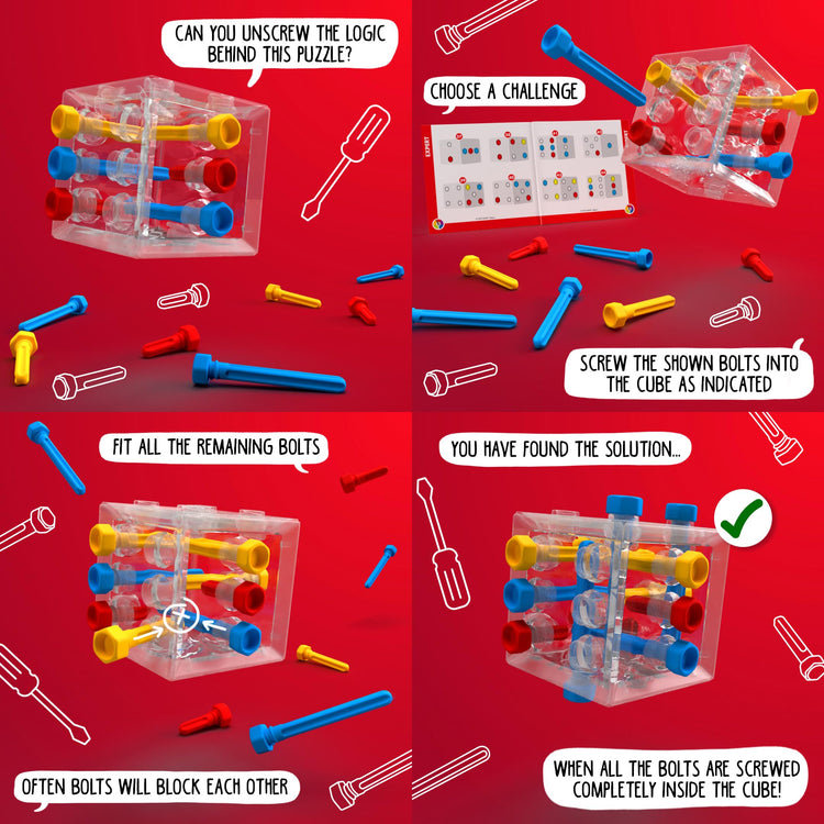 SmartGames Criss Cross Cube - Fit 13 Bolts in 80 Puzzles