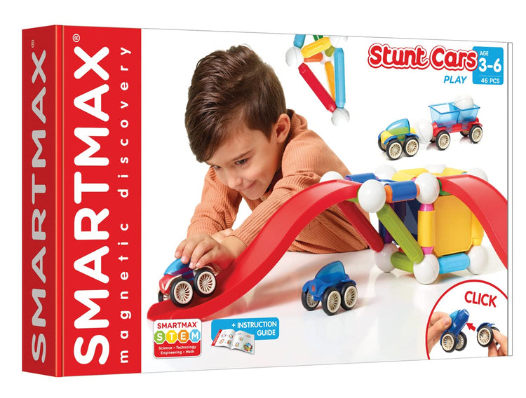 SmartMax Stunt Cars - 46-Piece Magnetic Ramp Builder Set