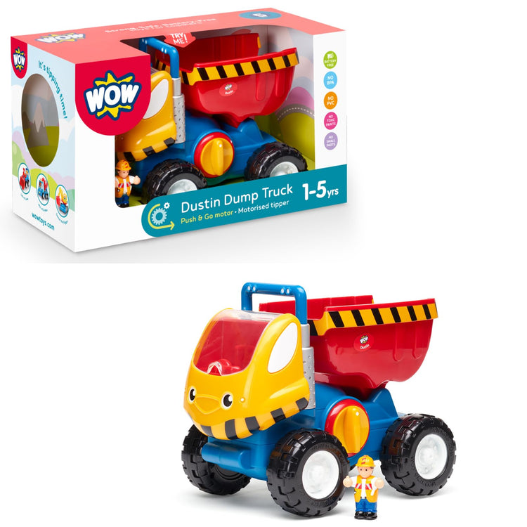 WOW Toys Dustin Dump Truck - Push & Go Tipping Bucket Action