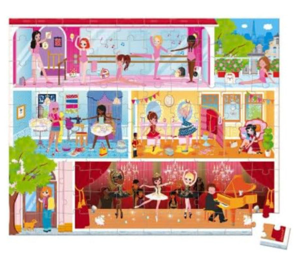 Janod Ballerina Dancers Puzzle - 100 Pieces in Suitcase