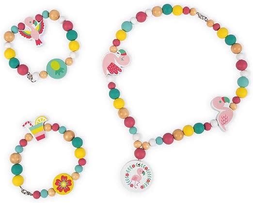 Janod Birdy Flamingos Beads - 220 Pieces with Bird Charms