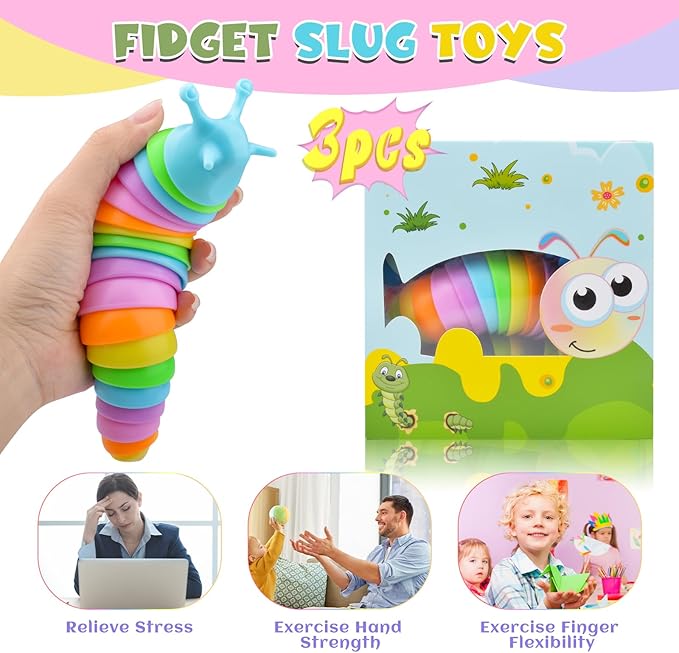 Cevioce Sensory Slug Fidget Toys for Kids & Adults