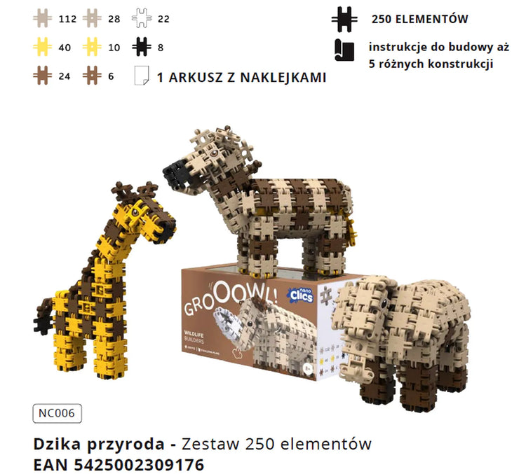 Nano Clics Wildlife 250pc Growl - Wild Animal Builds
