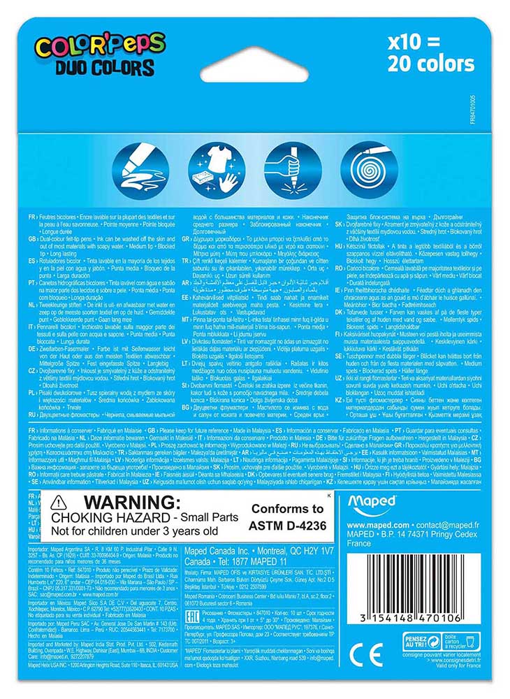 Color'Peps DUO Markers x10 - 20 Colors in Half the Space