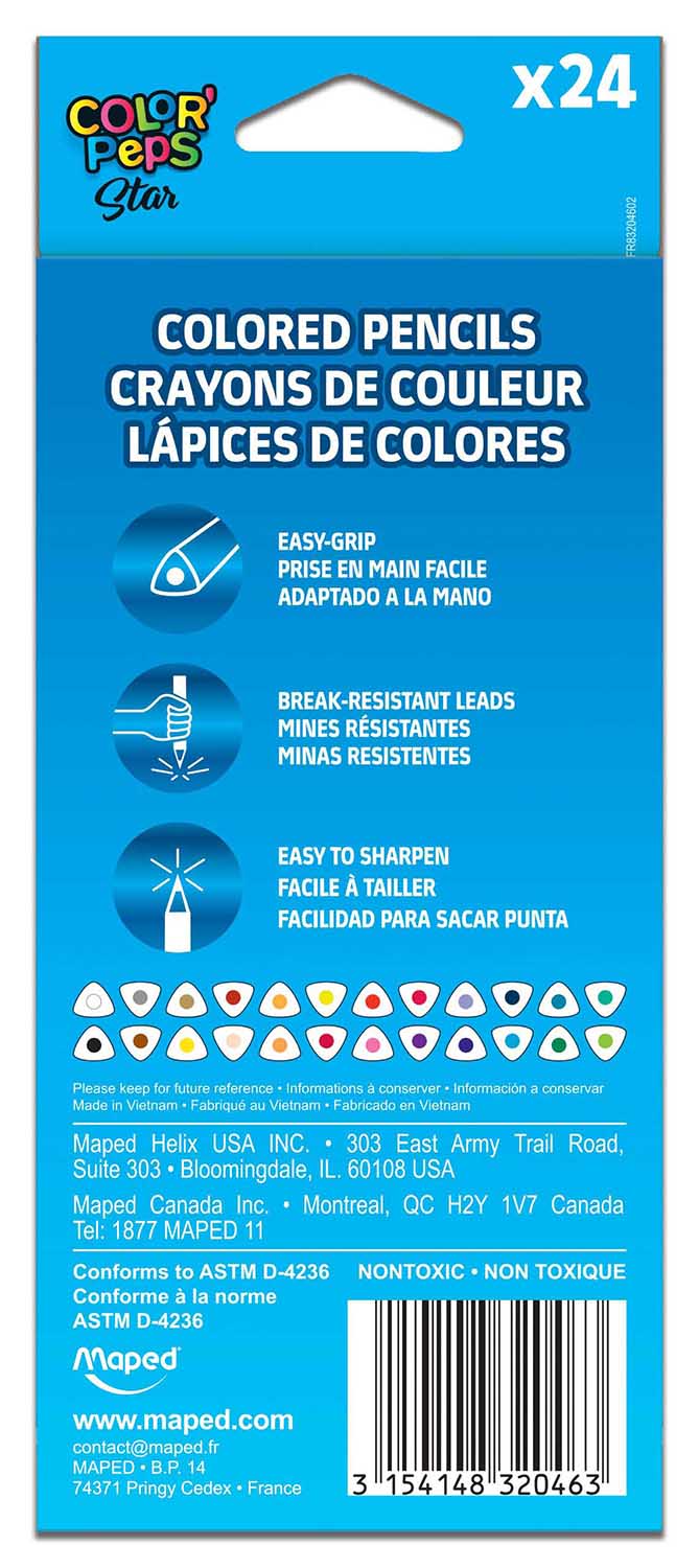Color'Peps Triangular Pencils x24 - Smooth Break-Resistant Core