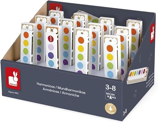 Janod Confetti Harmonica - Metal Music Maker Display x12