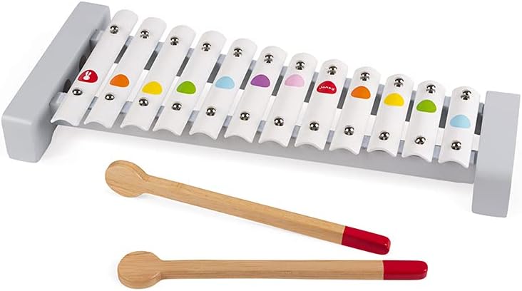 Janod Confetti Metal Xylophone - 12 Notes & 2 Wooden Sticks