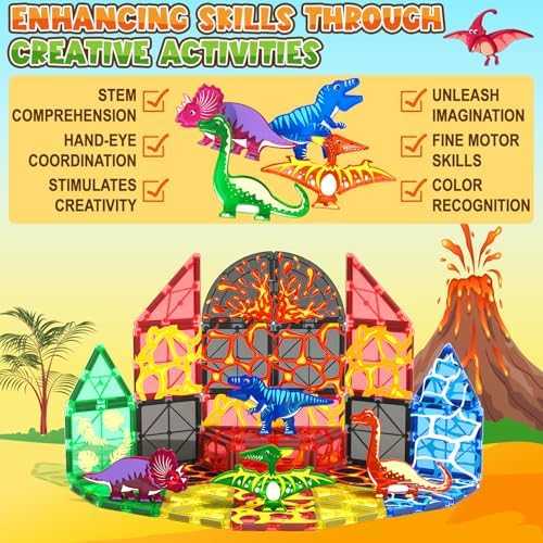 Coodoo Magnetic Tiles Lava Dinosaur World Set