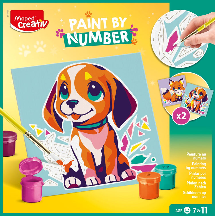 Maped Creativ Paint by Numbers Kit - Dog & Fox Framed Art
