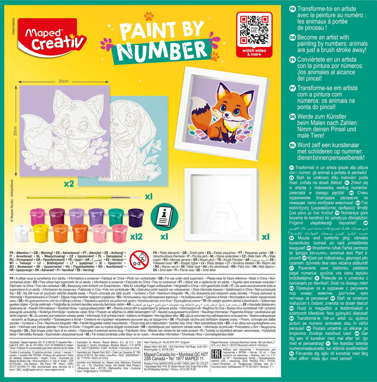 Maped Creativ Paint by Numbers Kit - Dog & Fox Framed Art