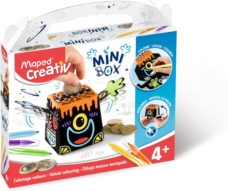 Maped Creativ Velvet Piggy Bank - 7 Piece Coloring Craft Kit