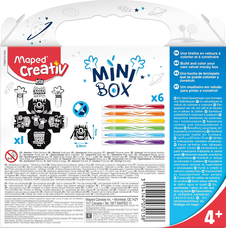 Maped Creativ Velvet Piggy Bank - 7 Piece Coloring Craft Kit