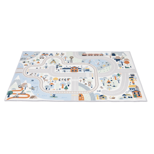 Janod Crossroads Play Mat - 47-Inch Non-Slip Valley Road