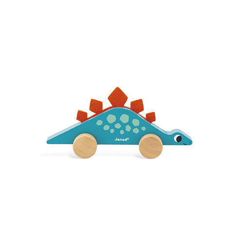 Janod Dinos Push-Along Display x6 - Rolling Wooden Dinosaurs