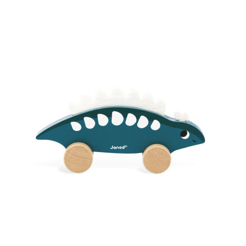 Janod Dinos Push-Along Display x6 - Rolling Wooden Dinosaurs