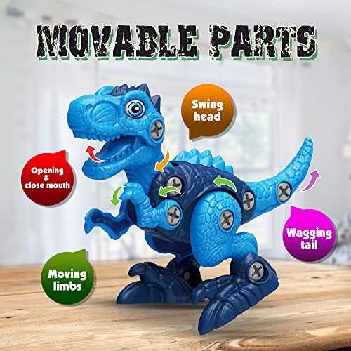 Take-Apart Dinosaur STEM Building Toy with Electric Drill - 4 Pack