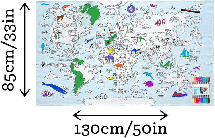 eatsleepdoodle Coloring World Map Tablecloth for Kids