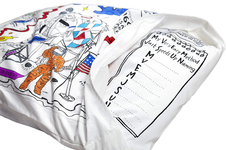 Coloring Space Pillowcase - Planets & Rockets - eatsleepdoodle