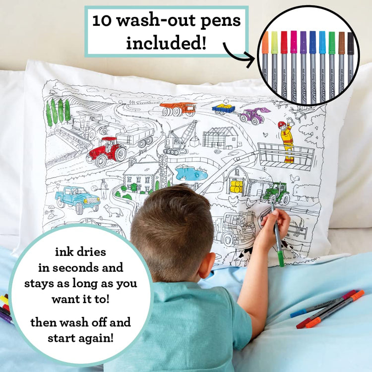 Coloring Cars Pillowcase - Trucks & Tractors - eatsleepdoodle