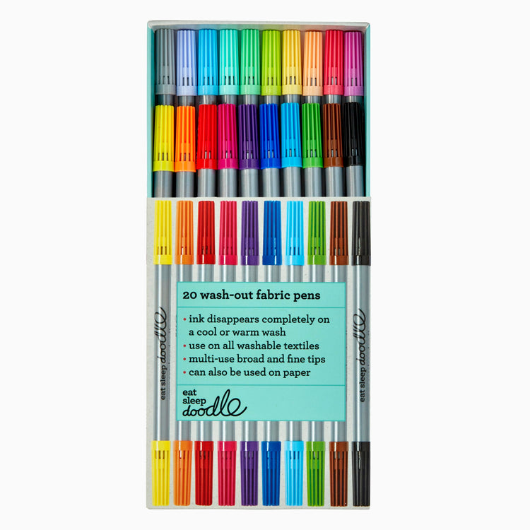 Wash-Out Fabric Pens - 20 Double-Ended in Box - eatsleepdoodle