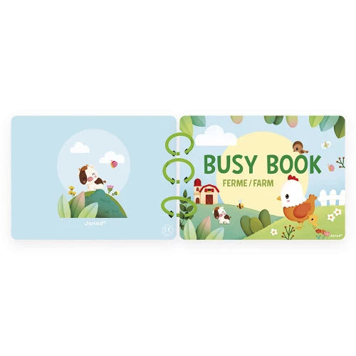 Janod Farm Busy Activity Book - 20 Pages of Fun Activities