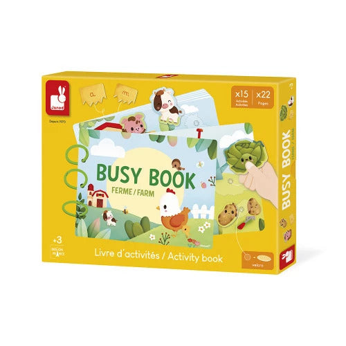 Janod Farm Busy Activity Book - 20 Pages of Fun Activities
