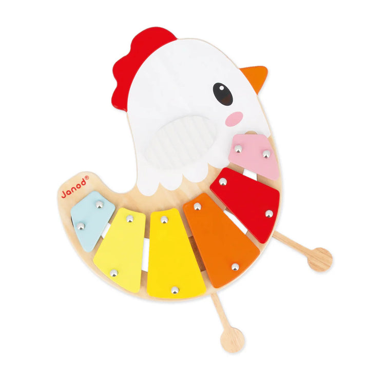 Janod Farm Chicken Xylophone - 6 Notes With Hidden Mallets