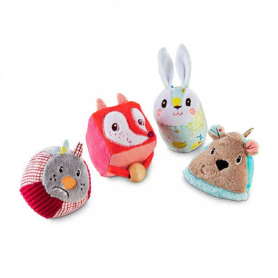 LILLIPUTIENS Forest Soft Shapes - 4 Toys with Mirror & Rattle