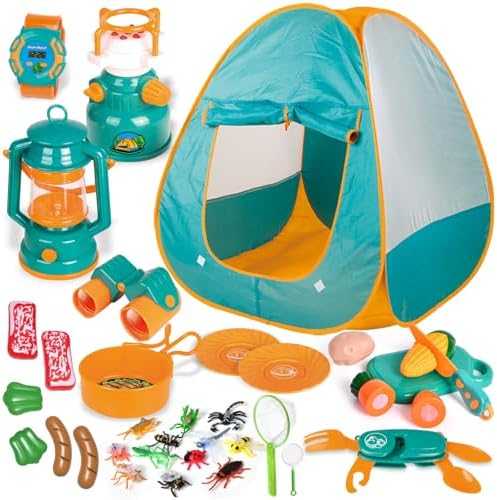 FUN LITTLE TOYS Pop-Up Play Tent with Camping Gear Set